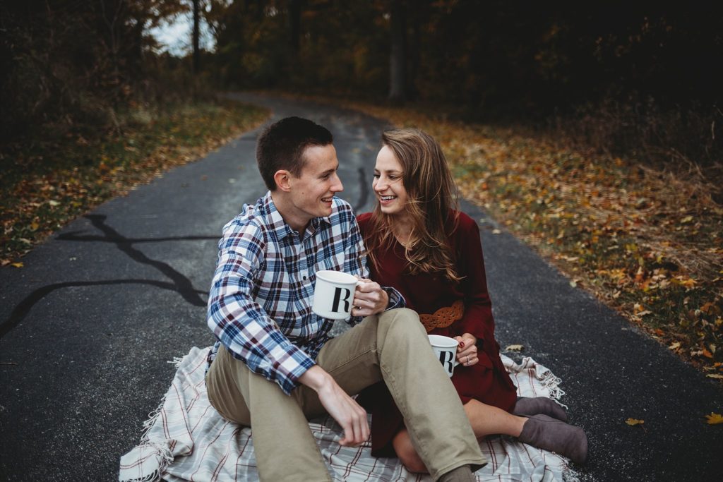 Couples enjoying a Lafayette, Indiana Engagement session 