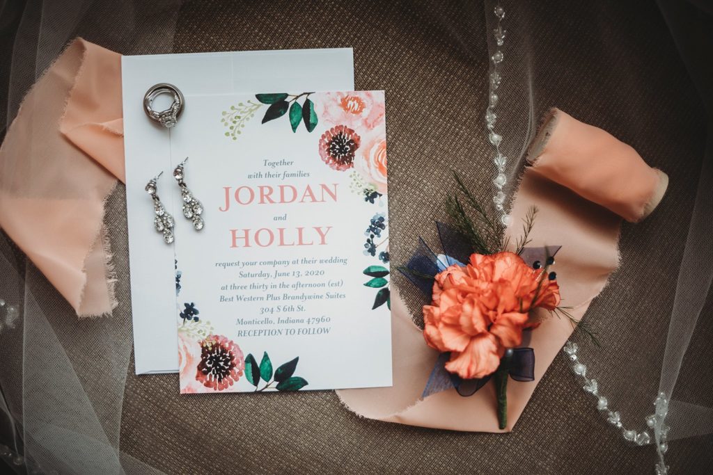 Stationary and jewelry for couples Monticello, Indiana wedding. 