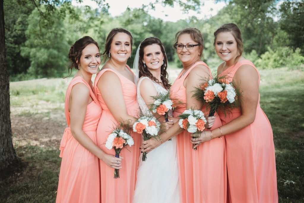 Bridal party smiling for the couples Monticello, Indiana Wedding. 