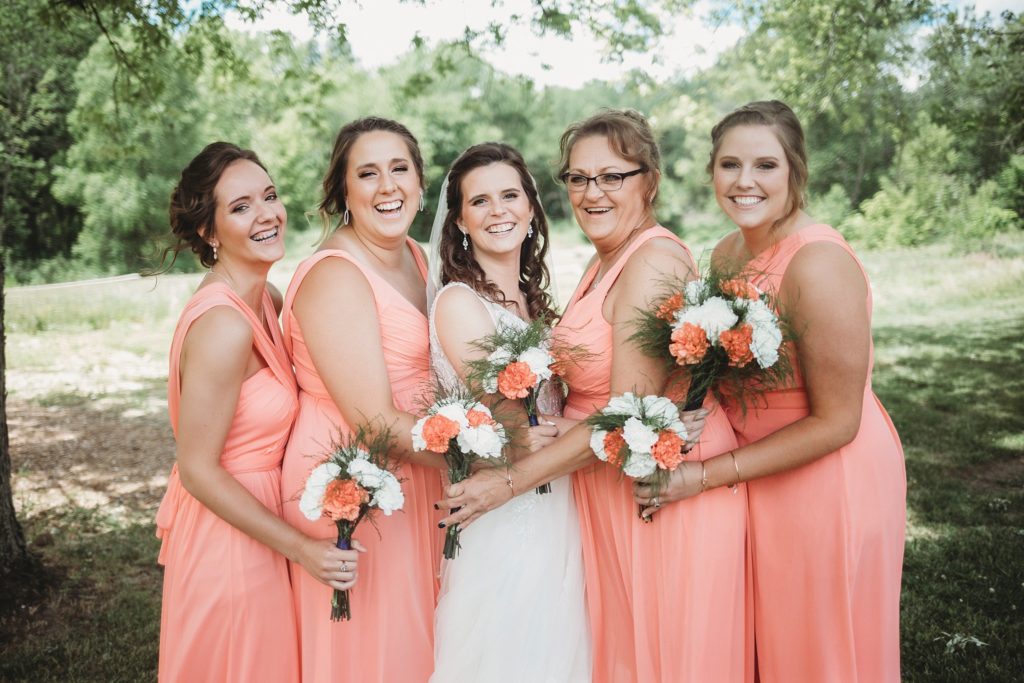 Bridal party laughing for the couples Monticello, Indiana Wedding. 