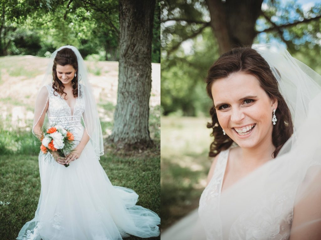 Bride is excited to marry her dream guy at their Monticello Indiana wedding. 