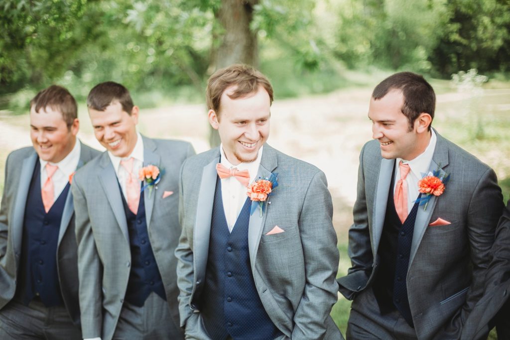 Groom and groomsmen getting ready for the Monticello, Indiana Wedding. 