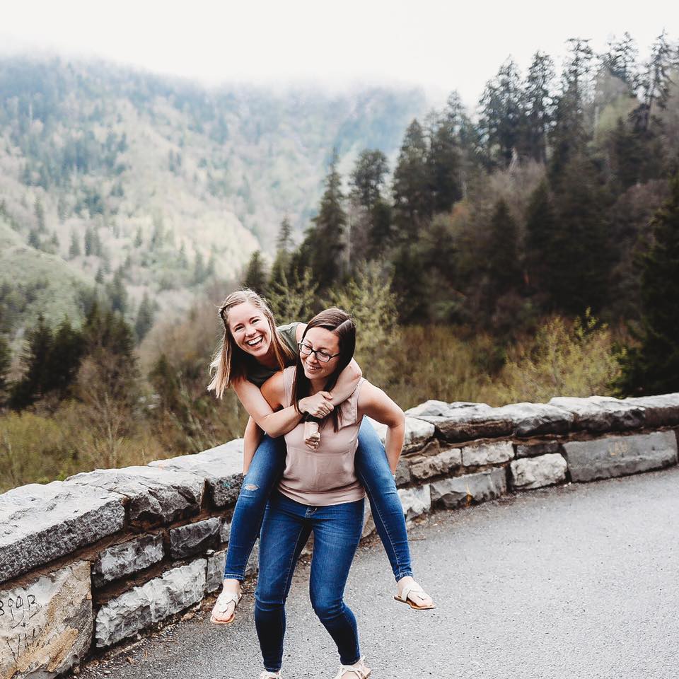 couple laughing in great smokey mountains