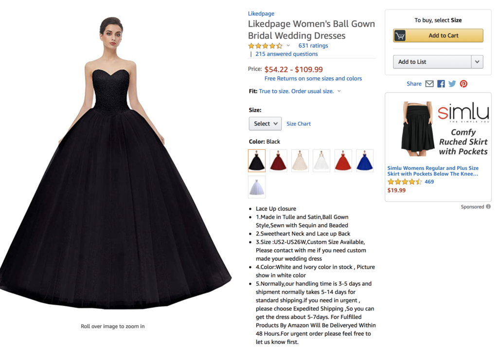 black wedding dress online