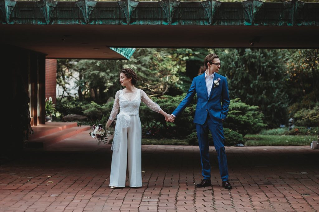 bride and groom pose for their elopement photos