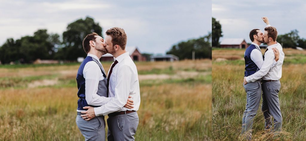 LGBTQ couple kissing at their elopement in Indiana