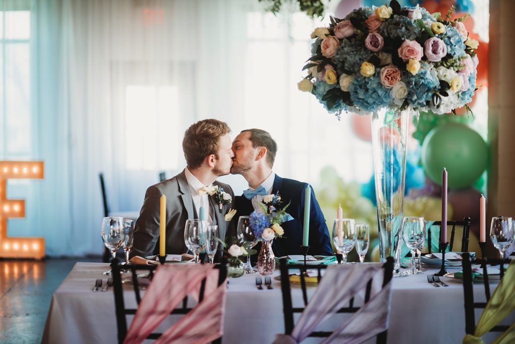 man and man kissing at one of our favorite LGBTQ+ Friendly Wedding Venues in Indianapolis
