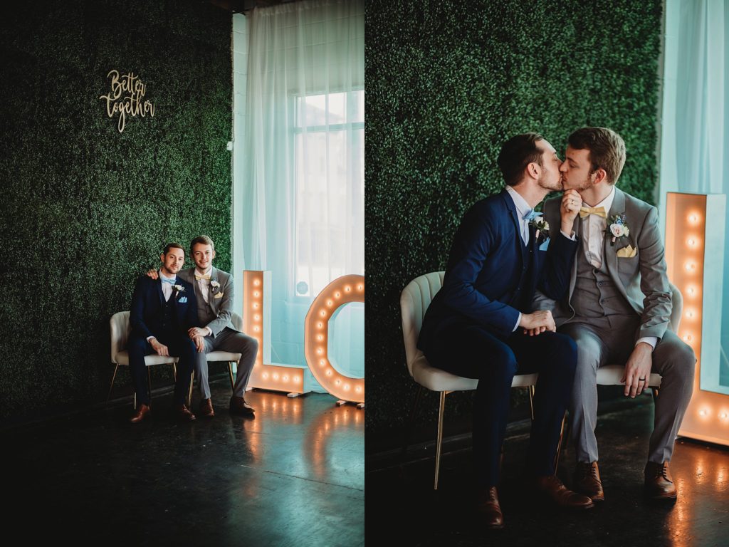Two men kissing at their indiana elopement - How to plan elopements 