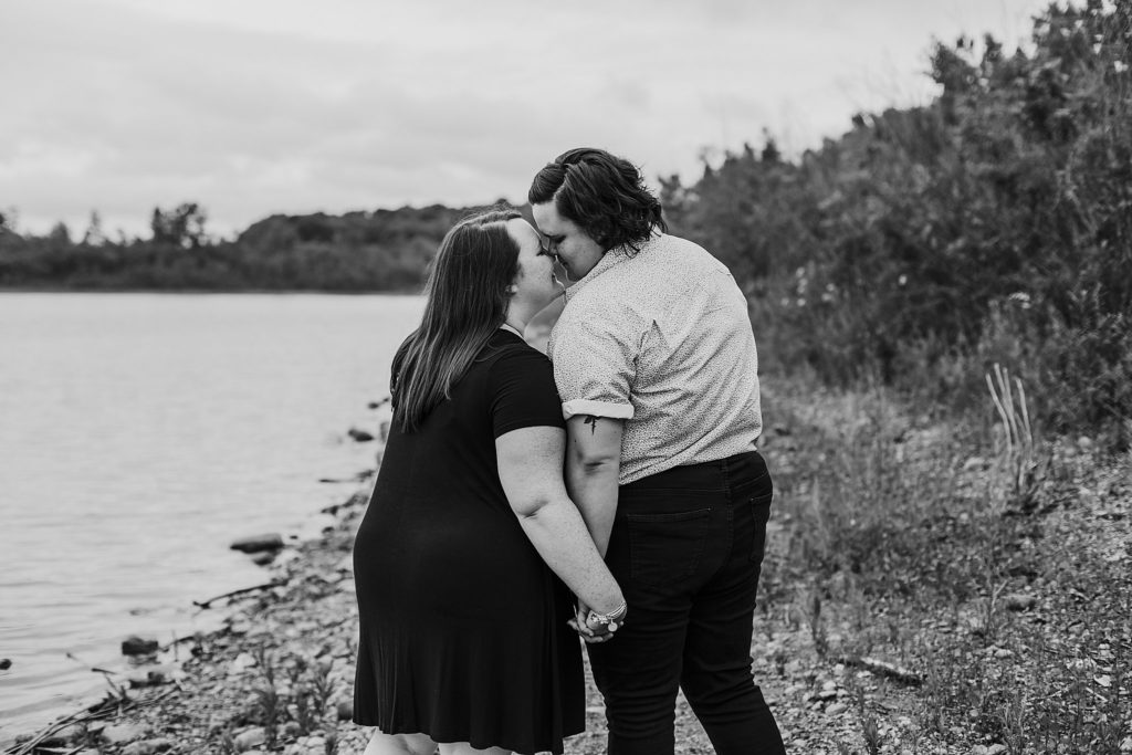 two women almost kissing at their Indianapolis LGBTQ Engagement Session